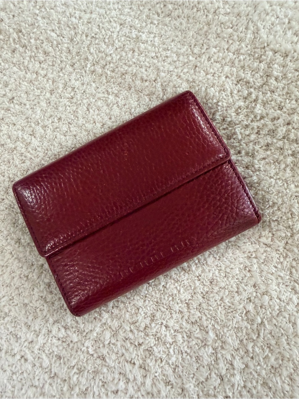 Burberry Burgundy Pebbled Leather Card & Key Holder